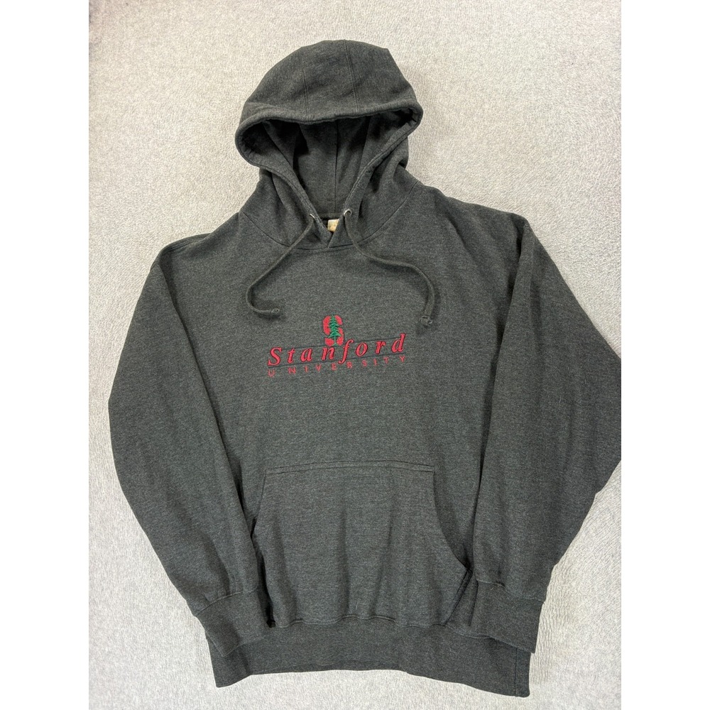 Stanford Cardinal Stitched Logo Heavy Campus Hoodie Sweatshirt (Men's XL) Gray
